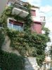 Huis begroeid met een trompetklimmer in Kavala.